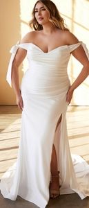 Plus size mermaid long off shoulder wedding gown bridal dress